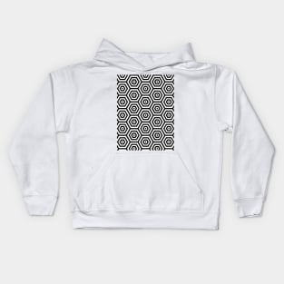 black and white hexagon seamless pattern Kids Hoodie